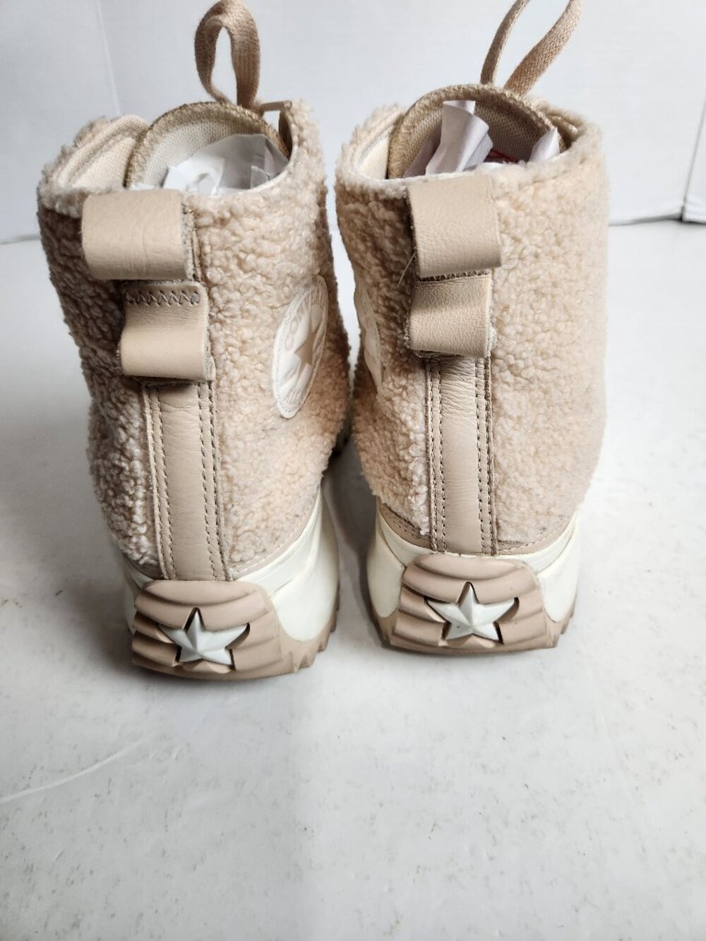 Converse Run Star Hike High-top Sherpa Tan White Women's 8.5 Men's 7.0 - Picture 3 of 10